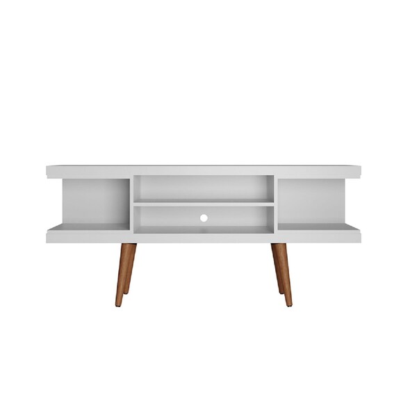Manhattan Comfort Utopia 53.14" TV Stand with Splayed Wooden Legs and 4 Shelves in White 19654 - main